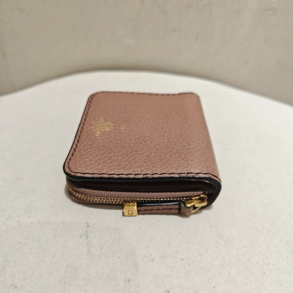 Christian Dior Light Pink Calfskin Coin and Card Holder